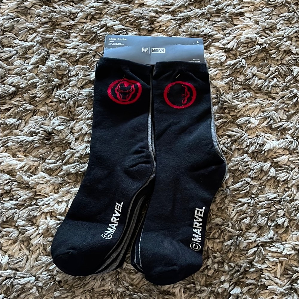 GAP Marvel Black Crew Socks pack of 7